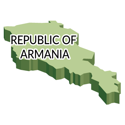 アルメニア共和国無料フリーイラスト｜英語・立体(緑)